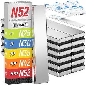 N52 Rare Earth Neodymium Magnet, Super Strong Magnets Heavy Duty Bar Magnets with Double-Sided Adhesive, Powerful Bar Magnet for Fridge, Garage, Kitchen, 60x10x3mm, 12Pack