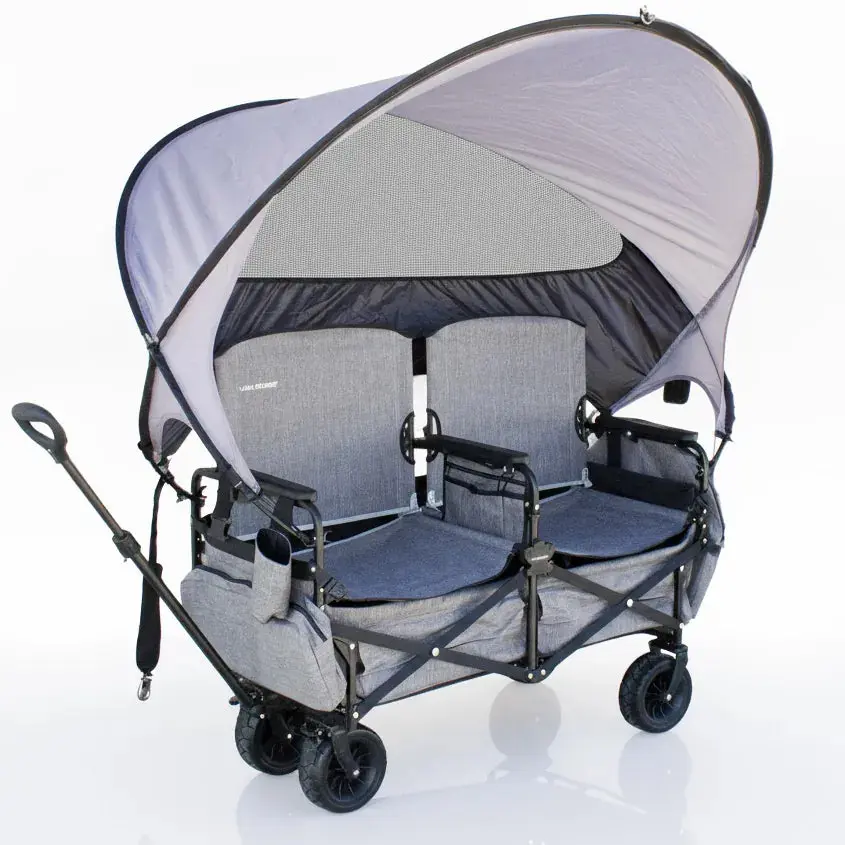 Lawn Chariot, Foldable Wagon with Storage and Adult Seats