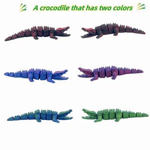 3 pieces set 3D printed realistic alligator animal with movable joints, prank toy, suitable for home and office decoration, for holiday party birthday gift