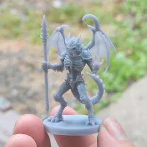 Bone Devil Enforcer DND Enemy 32mm Heroic Scale Resin 3D Printed Insectoid Fiend with Jagged Spear and Barbed Tail for Tabletop Gaming