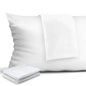 4-Pack Zippered Pillow Protectors, Premium 400 Thread Count 100% Egyptian Cotton White Zippered Pillowcases Pillow Covers, Standard