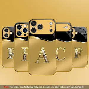 Subject to actual product，Not 3D,Suitable for iPhone 17/16/15/14/13/12/11 ProMax Pro Air Plus New high-end gold letter glass mobile phone case metallic paint electroplated gold glass mobile phone case affordable price anti-drop anti-fingerprint 995