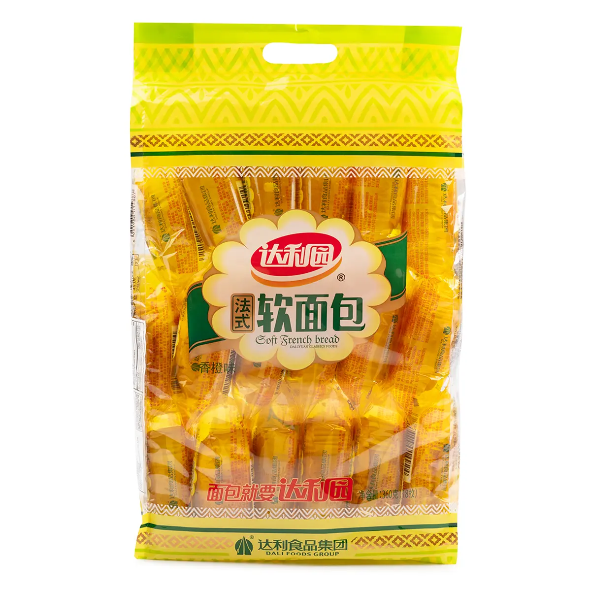 DALI Soft French Bread 18pcs, Orange Flavor 360 g DALI Soft French Bread 18pcs, Orange Flavor 360 g