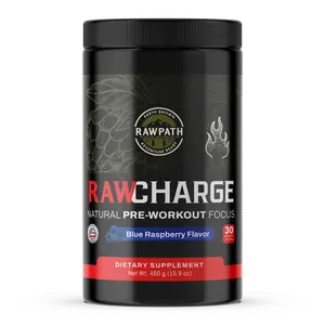 RAWPATH RAWcharge Natural Pre-Workout Focus Blue Raspberry Flavor with L-Citrulline & Beta-Alanine for Endurance and Clean Energy