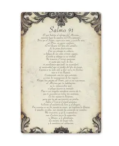 1pc 12x8inch Aluminum 2D flat Decorative Sign & Plague Vintage Psalm 91 Wall Sign, in - Spanish Inspirational Religious Decor, Home Prayer Room & Holiday Celebrations ('s Day//Easter/Valentine's), In 8X12Inch/20X30Cmcan be customized with your own design
