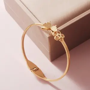 Eureka Stainless Steel Butterfly Bracelet Gold Tone
