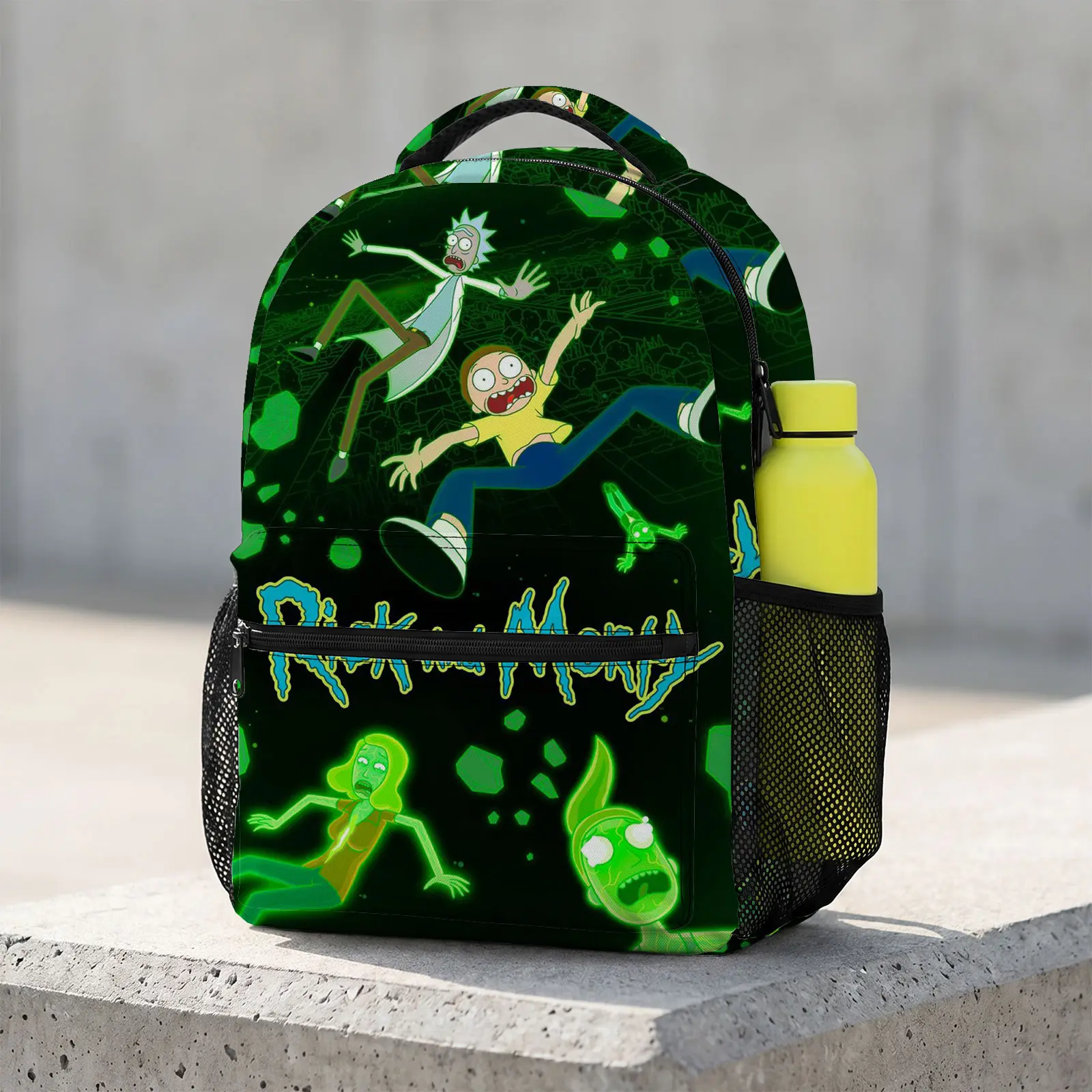 Rick-and-Morty Trending Cute Cartoon Laptop Backpack | Aesthetic Print Travel Daypack | Durable Lightweight Schoolbag Bookbag for Men & Women