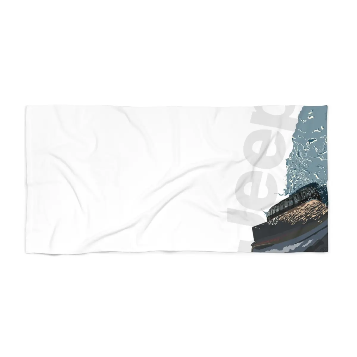 Jeep Splash Beach Towel, 30" × 60" and 36" × 72" Available, Cotton/Polyester Mix, Original Art Delcoure Art Studio