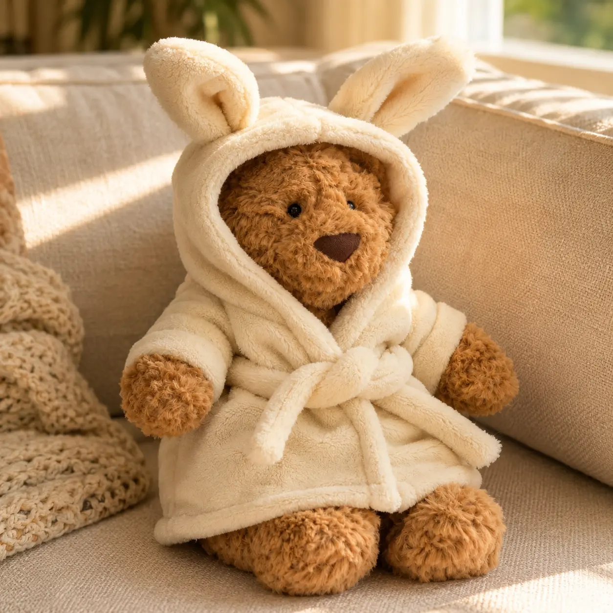 Jellycat Cute Bunny Bear Plush – Soft Stuffed Animal, Hooded Cozy Robe Cuddle Toy, Adorable Gift for Kids & Adults
