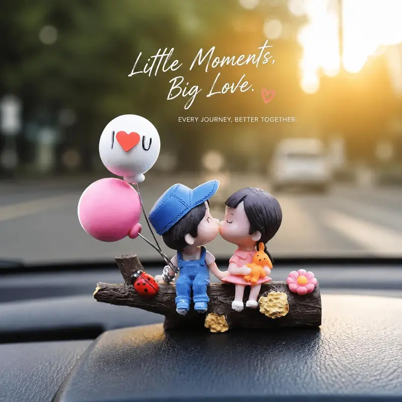 Cartoon Couple Design Car Trinkets - Charming Tree Branch Couple Theme Girly Compact Accessories, Creative Appeal Home Decor Statues & Figurines, Teenage Girl Gifts, Cool Car Decorations