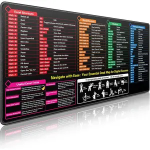 Excel Cheat Sheet Desk Pad, 35.4"x15.7" Large Keyboard Excel Desk Mat with Shortcut Extended  Pad for Desk Office  Gaming