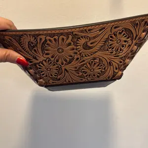 Tooled leather large bowl