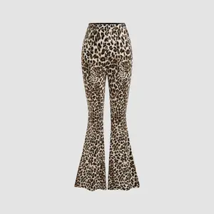 Cider [size 2-26] High Rise Leopard Elastic Waist Flared Trousers