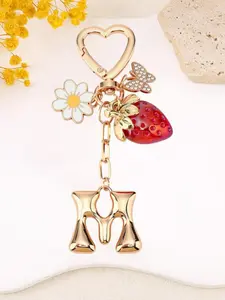Cute Letter Butterfly Strawberry Flower Keychain, Women's Wallet Backpack Accessory, Student Handbag Camouflage Car Key Chain DIY