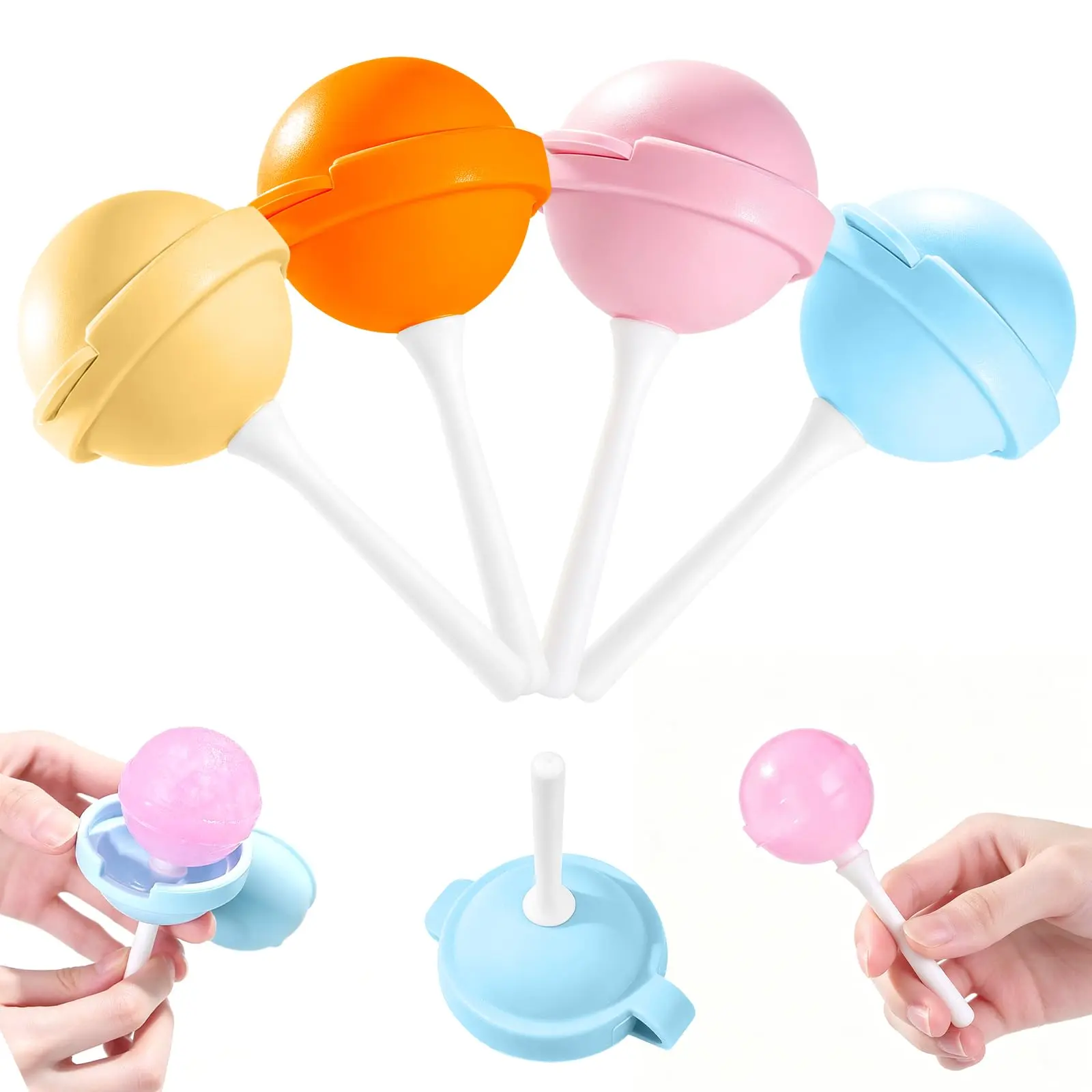 Silicone Lollipop Ice Cream Maker, Homemade Popsicle Molds, DIY Popsicle Maker, Lollipop Ice Cream Mold, Reusable Popsicle Molds （4pcs）
