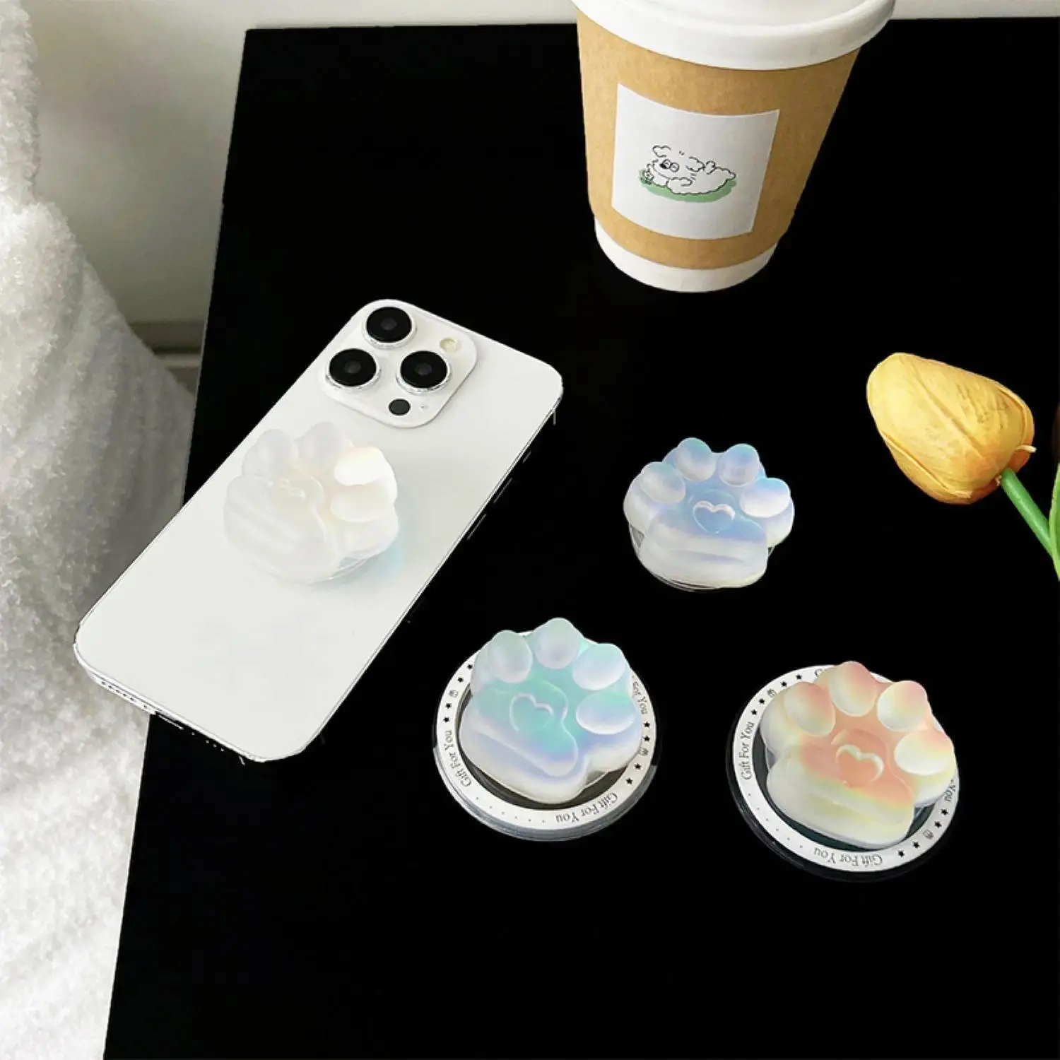 For Phone Airbag Stand Colorsful Iaser Three Dimensional Cat Paw Magnetic Magsafe Back Sticker Creative Retractable Support frame