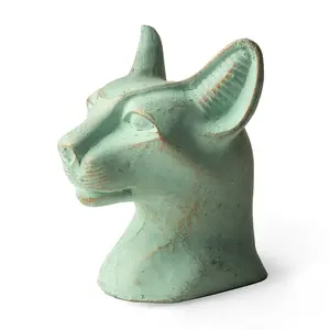 Egyptian Bastet Cat Bust Statue Patina - Made in Egypt