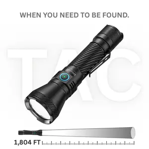 UltraFire T6 Tactical Police Flashlight, 1800 Lumens LED, 1804ft Beam, IPX-8 Waterproof & Drop-Resistant, Includes Red, Green, Blue Filters, 4 Modes, Fast Charging, Designed for Law Enforcement, Perfect for Emergencies