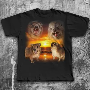 Four Hyraxes Retro Graphic T-shirts, Vintage Hyrax Sunset Tshirt, Dassies Gift, Hyrax Tee, Stupid Silly Gifts, Funny Ironic Shirt, Awawa Tee Graphic Tee Streetwear adult and youth Tee - Retro Vibe, Bold Style