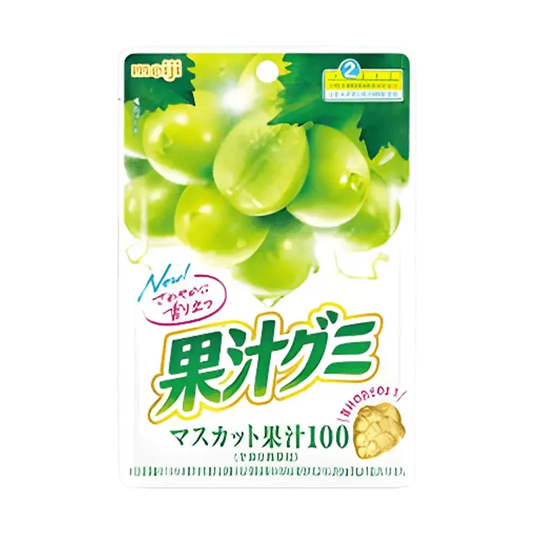 MEIJI Chewy Candy Snack, Juicy Kajyu Muscat Grape Gummies with Concentrated Grape Juice, Gummy Candy Snacks - 54g, Dessert Candy