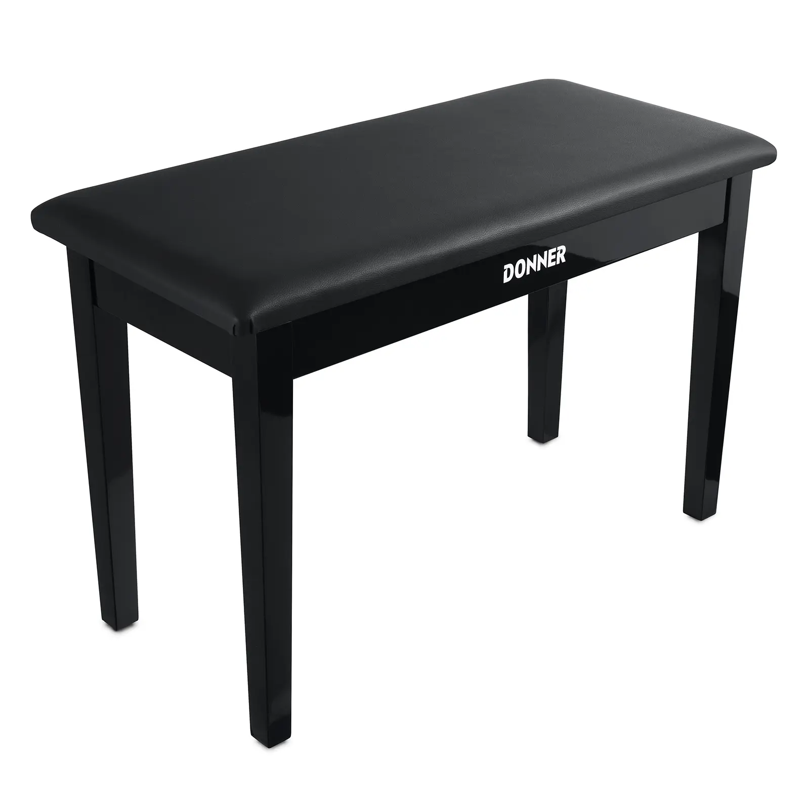 Donner Solid Wood Duet Piano Bench with Storage Two-Seater High-Density Suede Cushion Chair - Black Donner Solid Wood Duet Piano Bench with Storage Two-Seater High-Density Suede Cushion Chair - Black