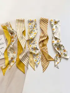 5 Pcs / 1 Set Elegant French Style Polyester Scarf Set, Vintage Hairband, Woven Ribbon Belt, Multifunctional Accessory for Women & Girls, Multifunction Hair Kerchief