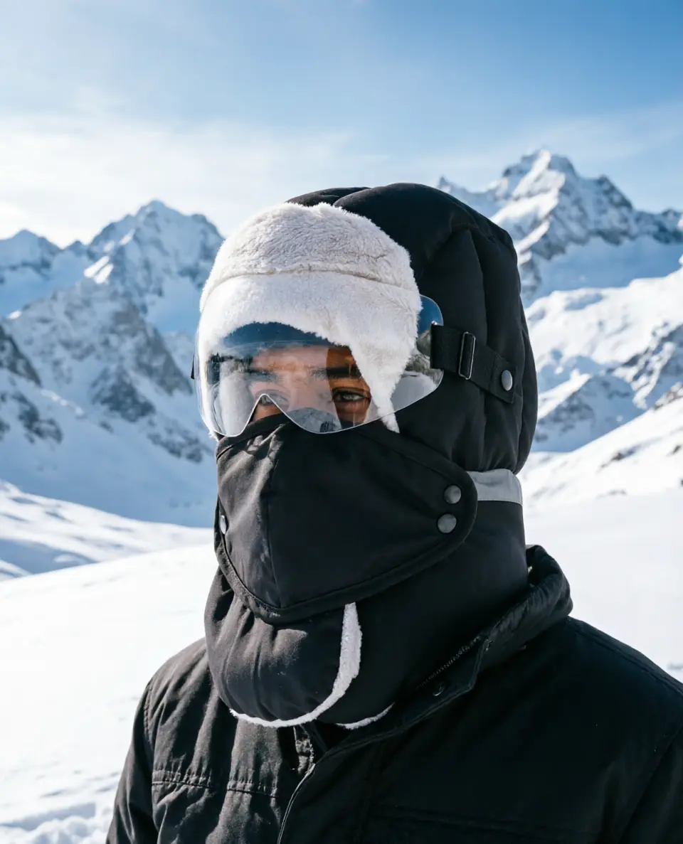 Unisex Winter Sports Outdoor Hats - Thick Fleece-Lined, Cold-Resistant, Insulated with Ear Protection & Windproof Face Mask, Ideal for Cycling & Travel