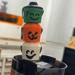 Halloween Boo bucket straw buddy