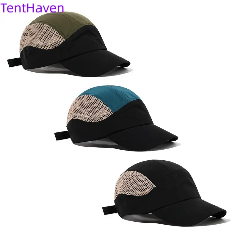 2026 New Japanese Quick drying Waterproof Duck Tongue Hat Five page Hat Color blocked Outdoor Mesh Hat Breathable Baseball Hat Mountaineering Sports Hat