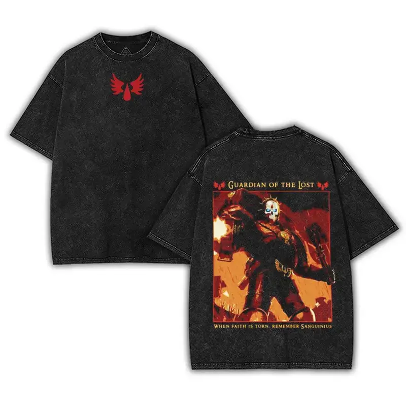 Warhammer 40K Blood Angels Washed Graphic Tee Vintage Crewneck Shortsleeve Tshirt gifts men shirt Cotton Fabric Soft Top Menswear streetwear