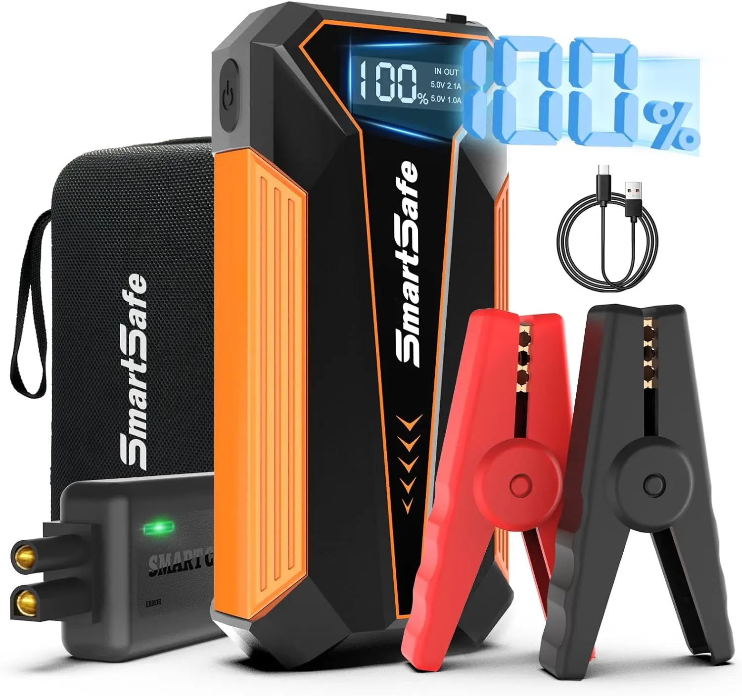 Car Battery Jump Starter 2000A Car Jumper Battery Pack for Up to 8.0l Gas and 6.0l Diesel Engines Jump Starter Portable 12v Jump Pack for Car Battery with USB Ports