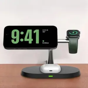 3 in 1 Magnetic Wireless Charger Stand, 15W Fast Charging Station for iPhone 17 Pro Max 16 15 14 13 12, Apple Watch & AirPods, Multi-function Wireless Charging Dock summerwins