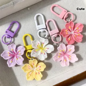 1/5/10pcs Beautiful Flower Sakura Keyring Charms, Floral pattern keychain, Practical accessories for mobile phones, backpacks, school bags The perfect little gift charm for Mum or sisters