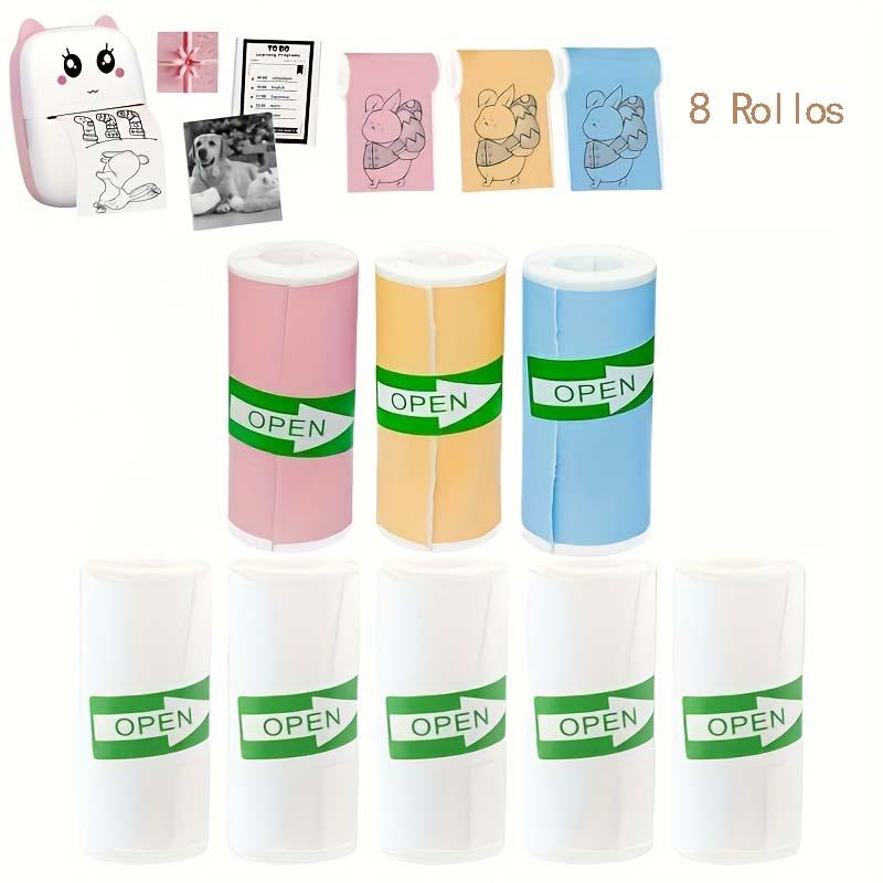 8 Rolls Mini Thermal Paper - Self-Adhesive, Inkless, Compatible with Portable Thermal Printers - Suitable for Photos, Labels, Notes, Scrapbooking, Office, School, Home - (3 Colors + 5 White Rolls) - Perfect for Printing Anytime, Anywhere, Office