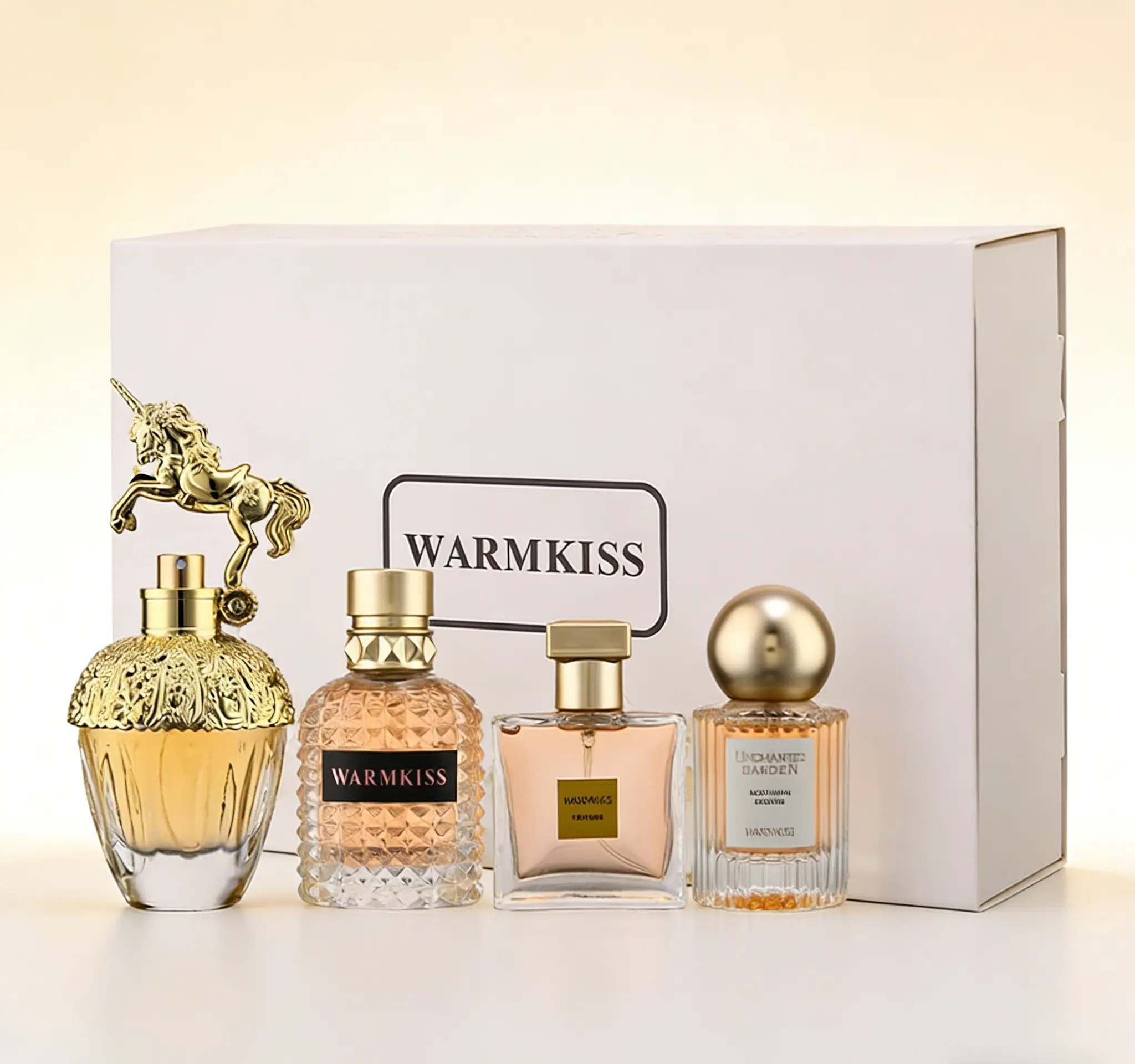 Warmkiss Women's Luxury Citrus Fragrance Beauty Set - 4 Elegant Perfumes in Ornate Bottles, Golden Unicorn & Garden-Themed Packaging for Special Occasion Gifting, Perfumes For Women, Fragrance Discovery Set, Edp Gift Set