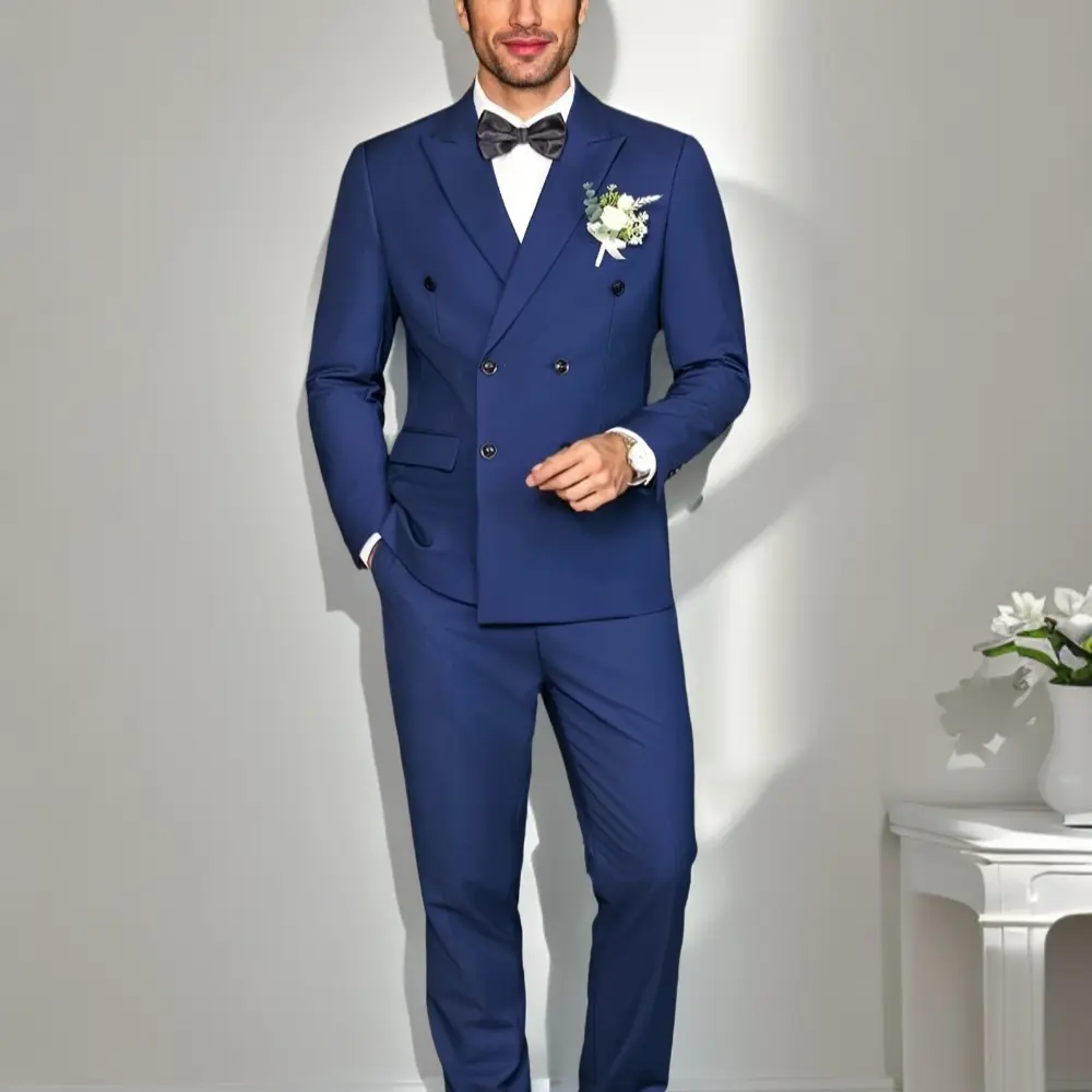 Men's 2 Piece Double Breasted Suits Slim Fit Tuxedo Jacket and Dress Pants Set for Wedding Business Prom wedding suit prom suit party suits Slim Fit