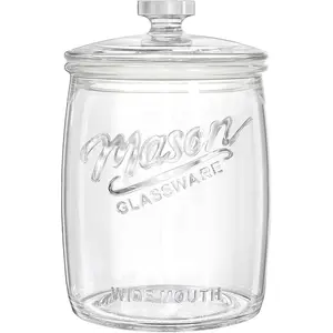 1 Gallon Glass Cookie Jar, Large Glass Jar with Airtight Lid, Glass Food Storage Container for Cookies, Candy, Flour, Dog Treats, Coffee, Ideal for Laundry Room Storage & Pantry