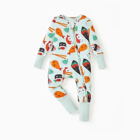 PatPat Bamboo Baby Toddler Pajamas - 0-24 Months Zipper Romper Footies, 2-Way Zipper, Fold-Over Mittens & Feet, Non-Slip Soles, Premium Soft Sleepwear, Long/Short Sleeve, Sleepwear Outfits, Baby Items, Long Sleeve Shirt