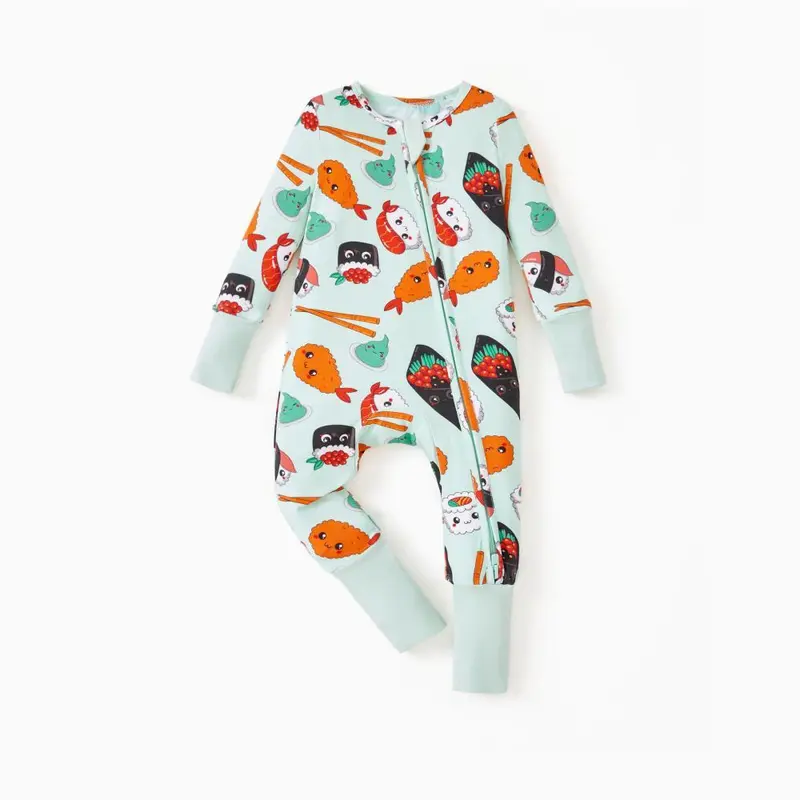 PatPat Bamboo Baby Toddler Pajamas - 0-24 Months Zipper Romper Footies, 2-Way Zipper, Fold-Over Mittens & Feet, Non-Slip Soles, Premium Soft Sleepwear, Long/Short Sleeve, Sleepwear Outfits, Baby Items, Long Sleeve Shirt
