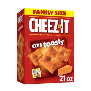 Cheez-It Cheese Crackers, Baked Snack Crackers, Lunch Snacks, Family Size, Extra Toasty, 21oz Box (1 Box) Milk