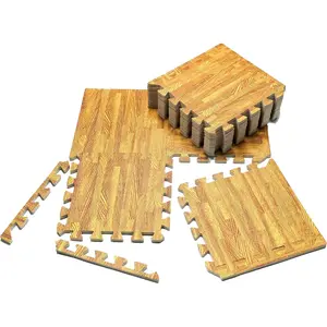 Interlocking EVA  Floor Mat Tile Pack (12 Tiles, 12 sq ft) Light , Non-Slip, Sound Dampening