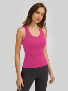 Women's Breathable Comfortable Sleeveless Sports Vest, Moisture-Wicking Training Top, Sporty Fitted Plain Color Shirt for All Seasons Athletic Activewear