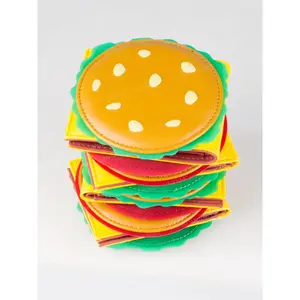 Hamburger Shaped Bifold Wallet, Colorblock Card Holder, Fashionable Moneybag for Women & Girls, Casual Trendy Versatile Daily Wallet, Pu Leather Wallet