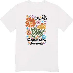 Floral No Kings Democracy Blooms Resist Protest T-shirt