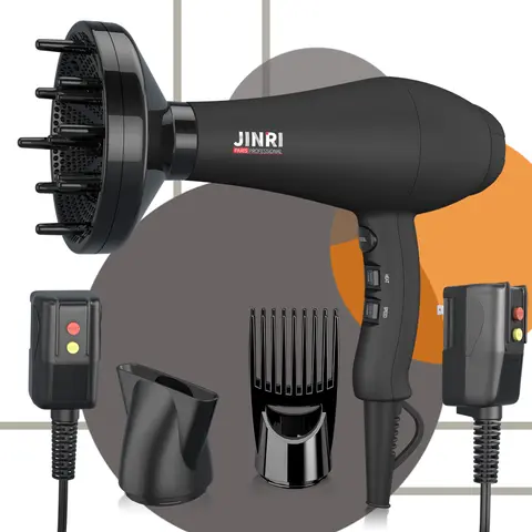 INFINITIPRO by JINRI Hair Dryer with Diffuser | Salon Performance AC Motor Blow Dryer | Includes Diffuser, Concentrator and Bonus Blow-Out Brush | Orange | Packaging May Vary tiktokshopbacktoschool