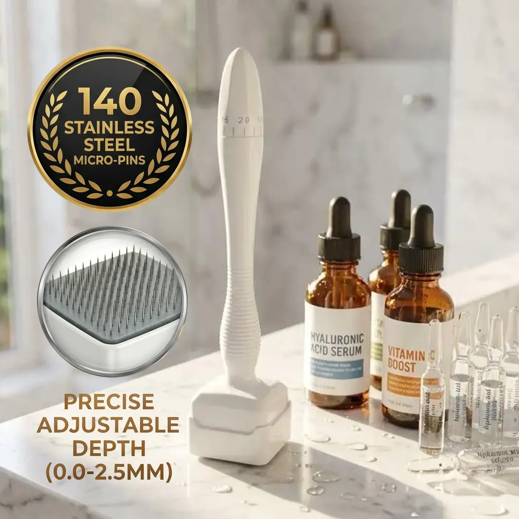 Derma Stamp 0.25mm, At-Home Facial Care Stamping Tool, Ergonomic Non-Slip Handle, Compact Portable Beauty Tool for Beginner Daily Skincare