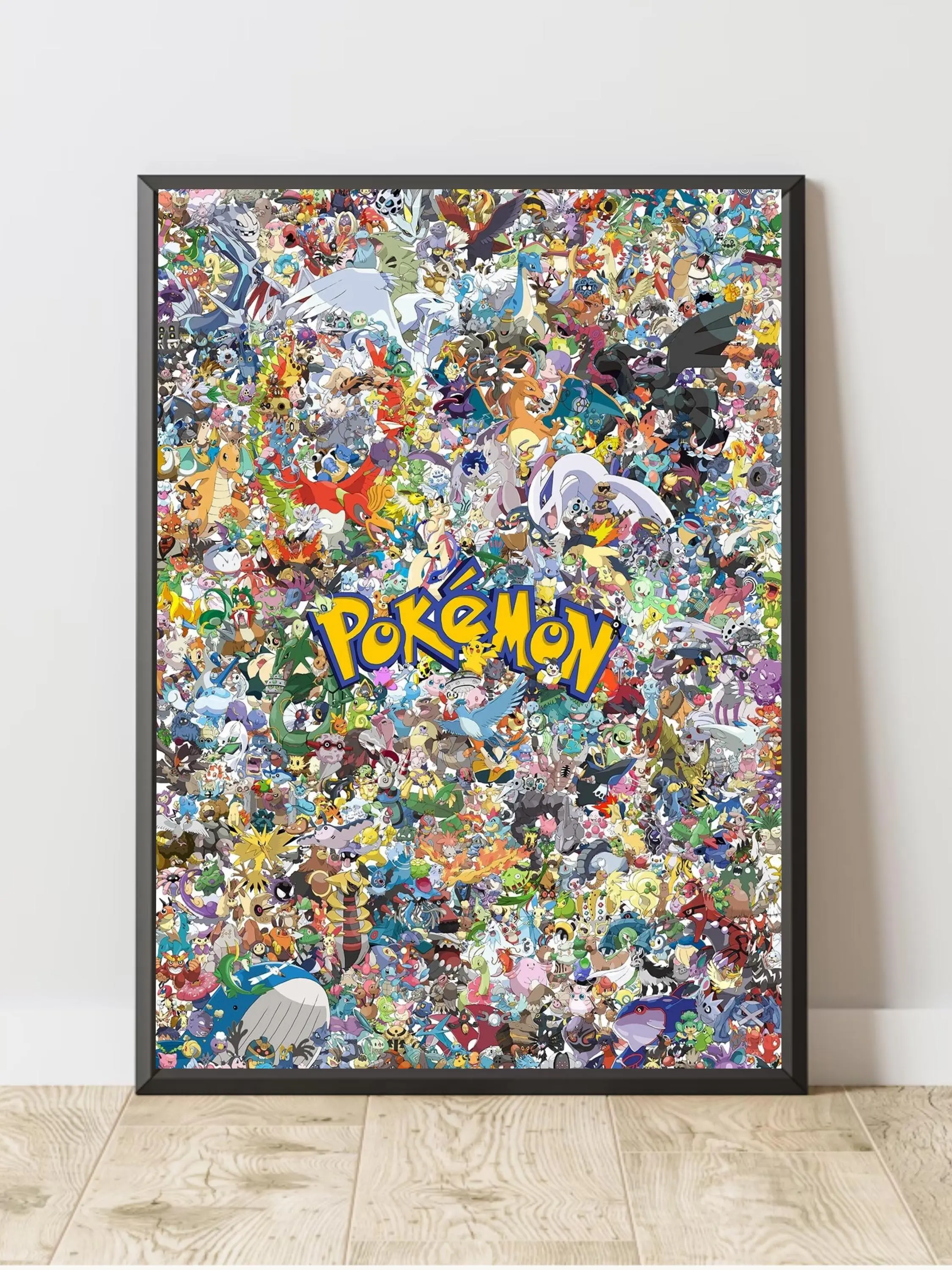 Anime Monster Collage Poster [Unframed], Colorful Creature Wall Art, Retro Pokemon Anime Character, Gamer Room Decor, Anime Fan Gift Print