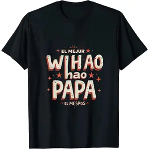 "Wo Hao Papa" Short-Sleeve Casual Streetwear T-Shirt, Colorful Sports Top for Trendy Outfit Enhancement