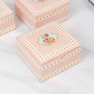 25-Pack Favor Boxes Vintage Rose Floral – Dusty Rose Cardstock Gift Boxes for Treats, Chocolates, Macarons & Small Gifts - 4"x4"x2"