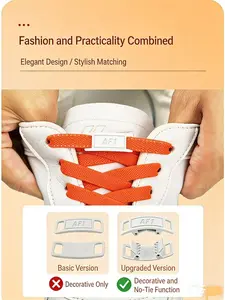 New Style Lazy Elastic Shoelaces Men Women , Tiger Tooth Curved Shoe Buckle, Elastic No-Tie Elastic Shoe Accessories for Men and Women